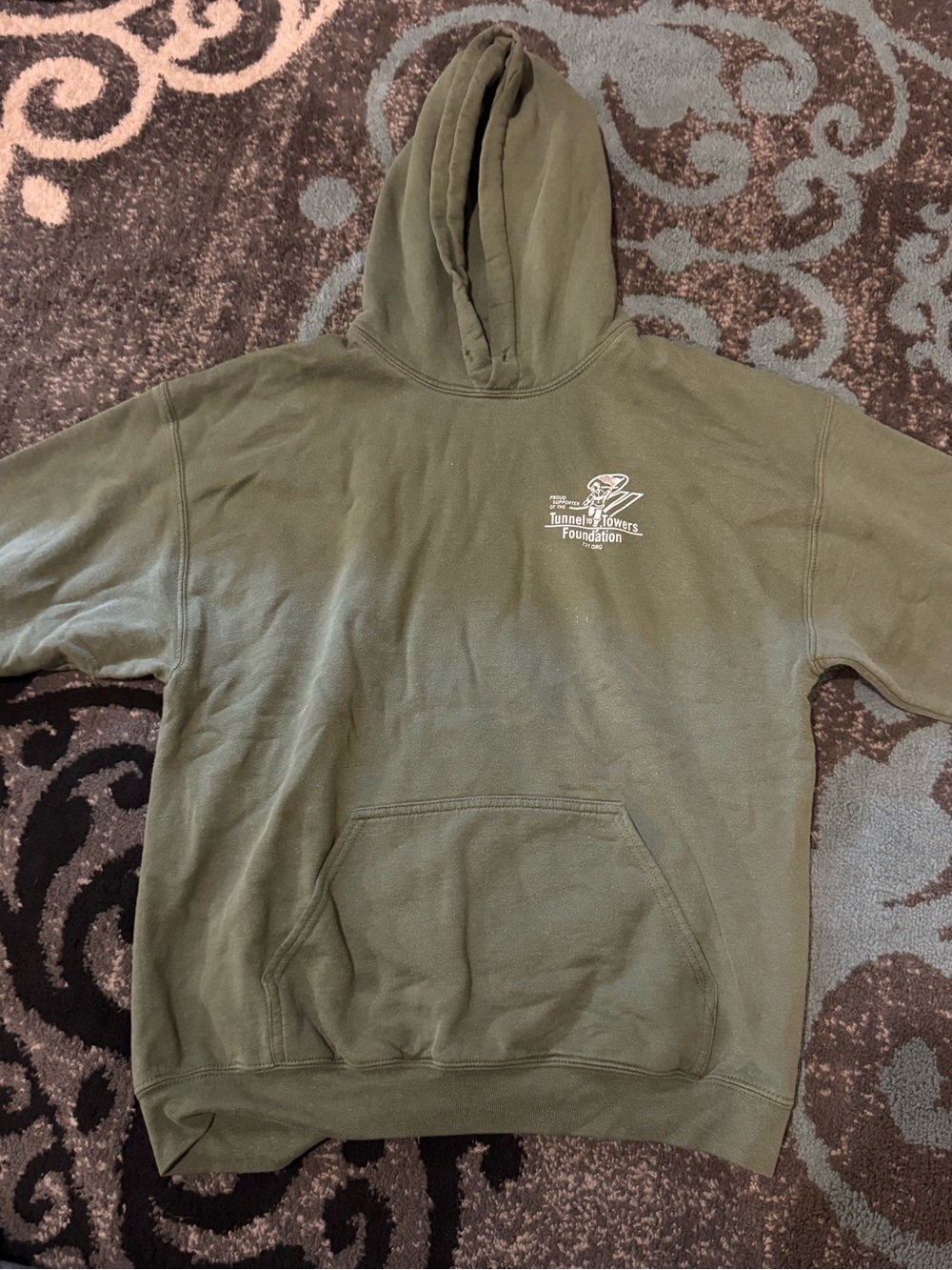 Olive Green Hoodie with Small Chest Logo